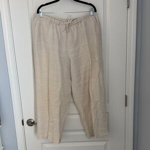 Kate Hill Woman’s Linen Draw String Pants Tan